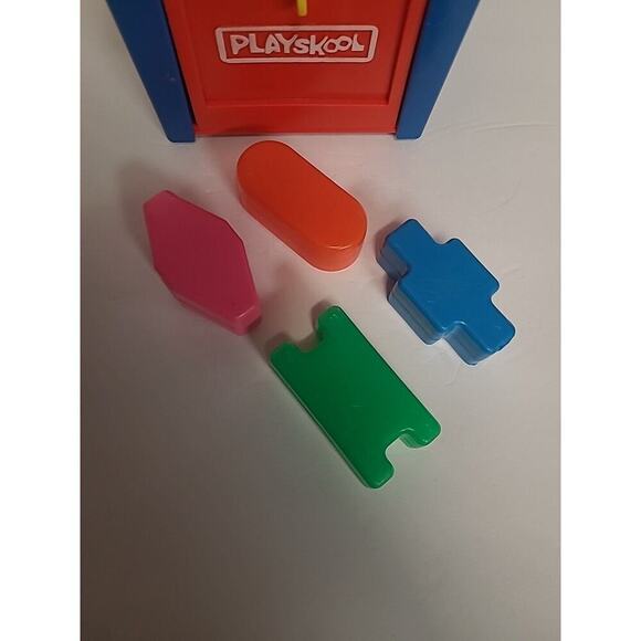 Vintage Playskool Mailbox Postal Station Shape Sorter Toy 4 Shapes - 1 Missing - Picture 2 of 15